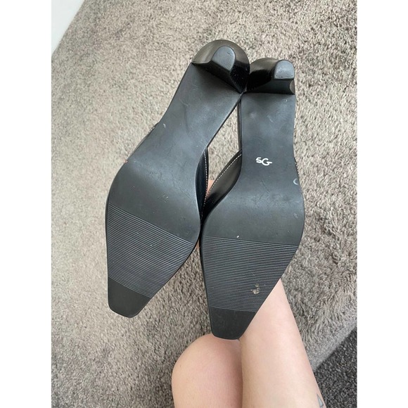 Black square toe mules with low heel - Picture 4 of 10